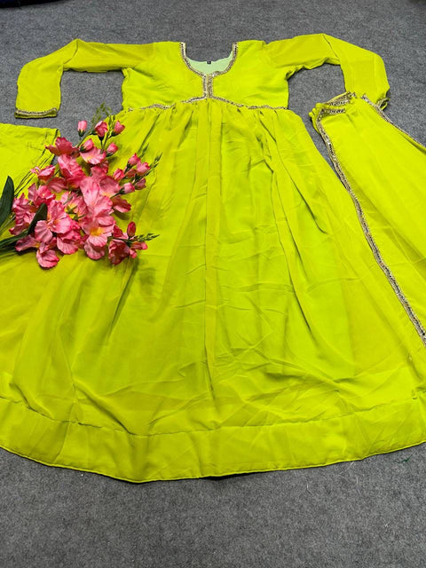 New Premium Attractive Party Wear gorget with Original Mirror Gown