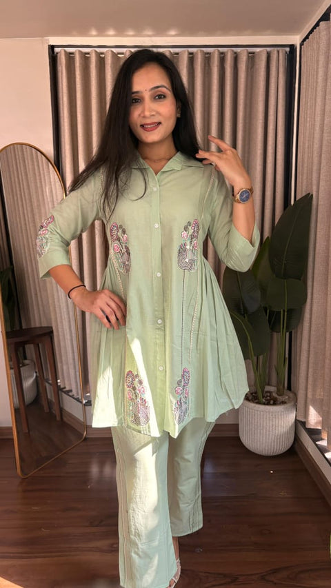 New BEAUTIFUL  embroidery thread mirror work COTTON CORD SET