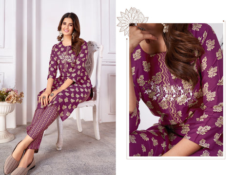 New Premium Royal Silk export quality With Handwork and Cotton Inner Stiched kurti with pant