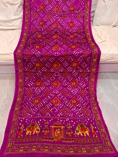 New  Silk Original Bandhani With Gota Embroidery Saree