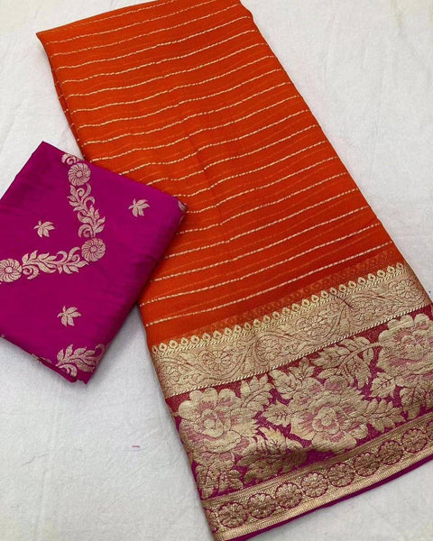 New Arrival Best Viscose Georgette Saree With Contrast Viscose Banarasi Blouse
