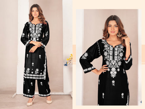 New Premium Jodhpuri Riyon With Lakhnavi Embroidery Work top pant and duppta