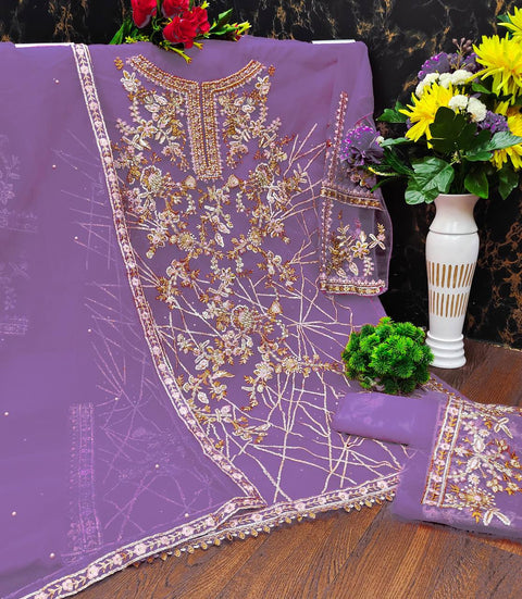 New Pakistani Design Embroidery Work With Diamond Work Dress