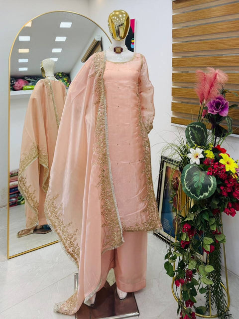 New Designer Party Top Pallazo & Dupatta Set