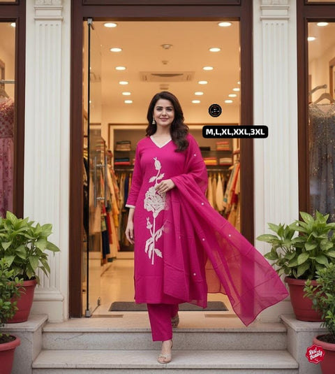 New kurta set with Cotton Pant & Malmal Dupatta with tier pattern