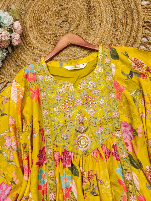 New Premium Designer Heavy Crepe kaftan Palazzo Set