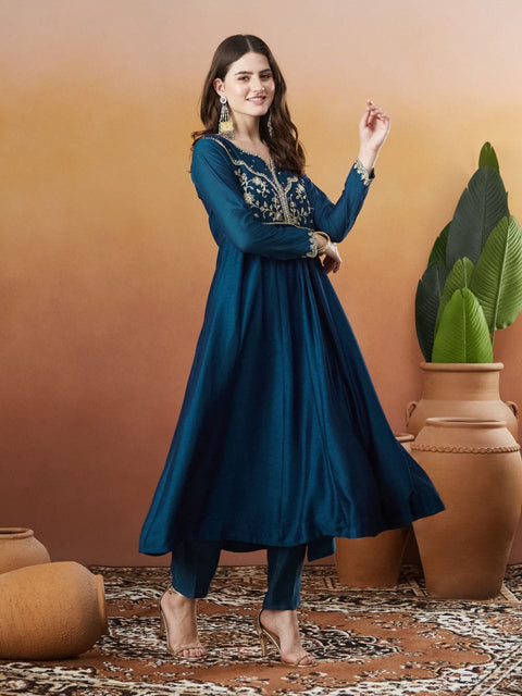 New VICHITRA SILK WITH SEQUENCE CODING EMBROIDERY WORK Dress