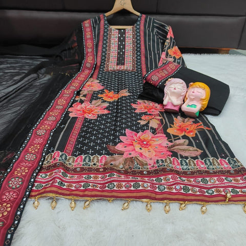 New Original Mirror Work Exquisite Muslin Pakistani Suit
