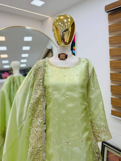 New Designer Party Top Pallazo & Dupatta Set