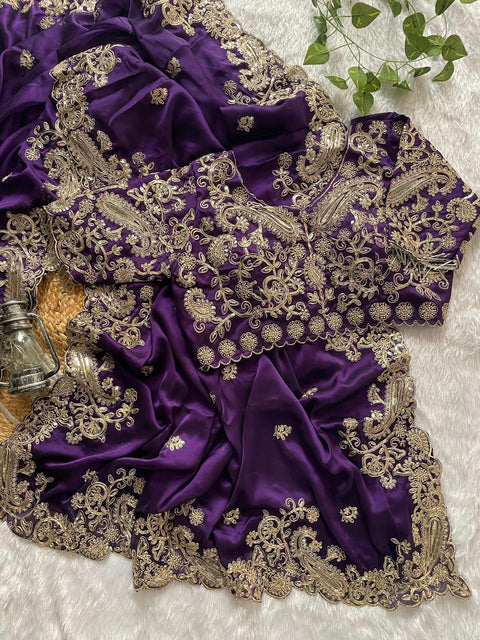 NEW DESIGNER HEAVY EMBRODERY WORK SAREE