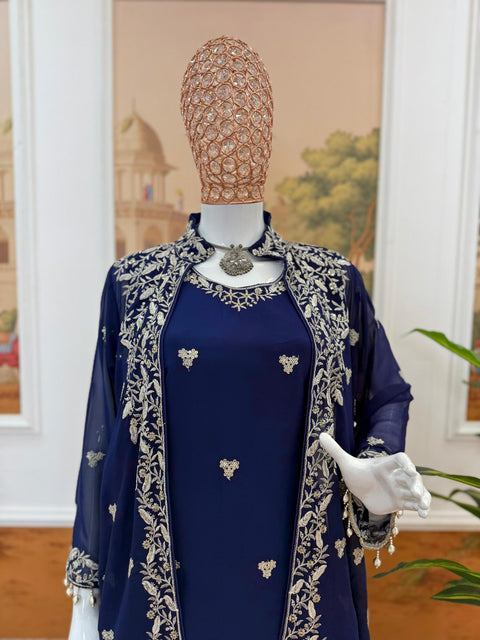 NEW LAUNCHING 3 PIECES KURTI, KOTI & PENT WITH EMBROIDERY WORK