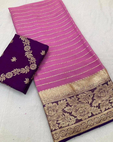 New Arrival Best Viscose Georgette Saree With Contrast Viscose Banarasi Blouse