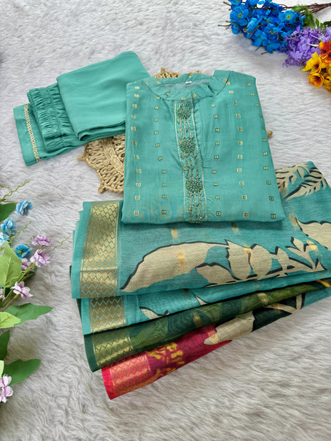 New Designers Kurti Pent Dupatta 3 pic Set