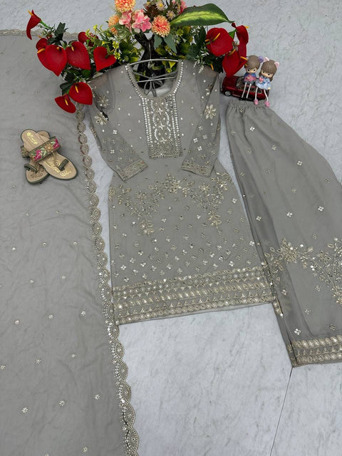 New Designer Party Wear Top Plazzo & Dupatta Set