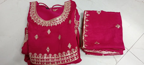 New Pure Chinnon Silk With Heavy Embroidery Zari Dori Sequence Work and Sleeve