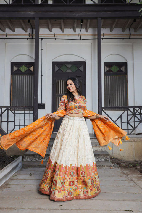 New jecard viscose viscose position print With jecard Touch Up  lehenga