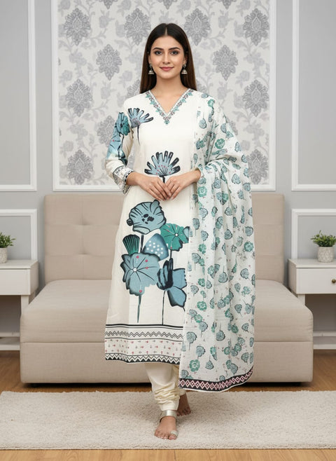 New premium Muslin Silk Kurti With Pant With Dupatta