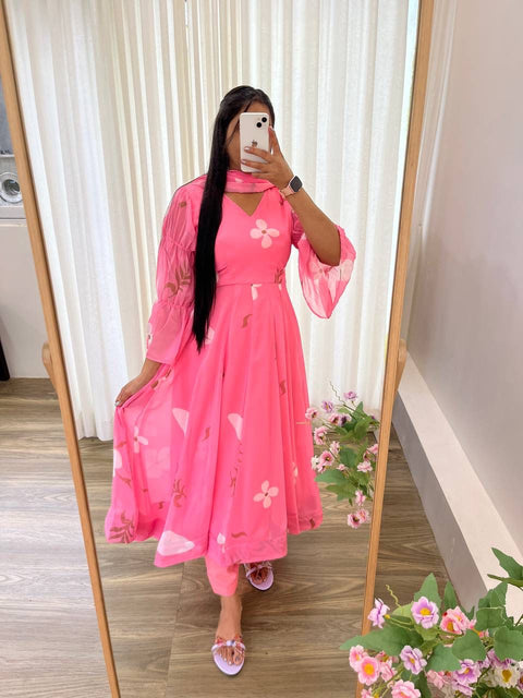 New special party Wedding  Look Fox Gerorrget  Gown With Dupatta
