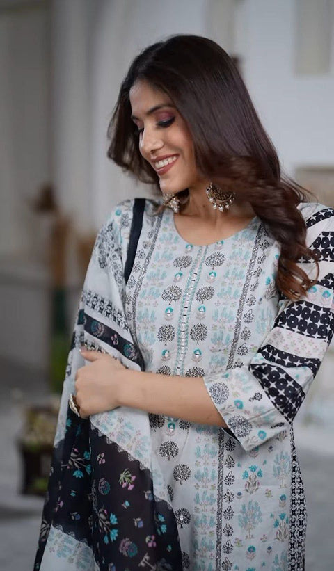 New Premium digital prints Georgette Dupttapair kurti Suit Set