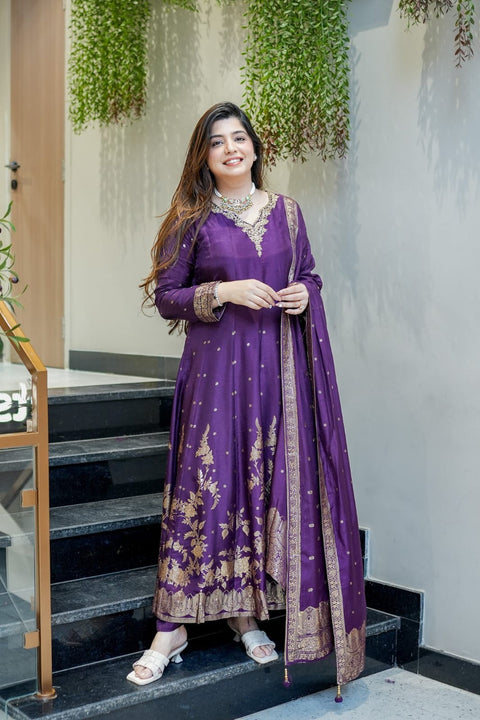 New Premium chanderi base fabricpremium Anarkali suit