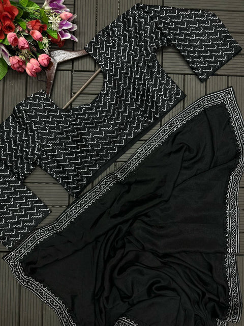 New Super Embroidery Sequence work ready to wear saree