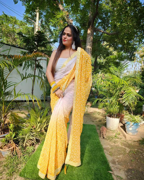 New Premium Beautiful Embroidery Work Saree