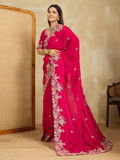 New Launch Party Wear Soft Fendy Chiffon Saree