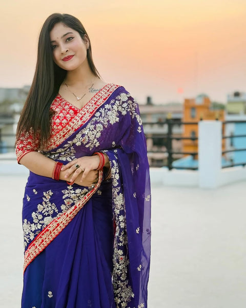 New Heavy Sequence & Coading Lace Border in Saree Work