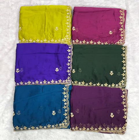 New Arrivals BestBeautiful Zari Embroidery Work With All Over Handwork With Cut Work Border Saree