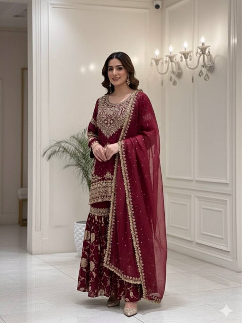 New beautiful wedding Elegant Embroidered Sequence Work Beautiful Designer Set