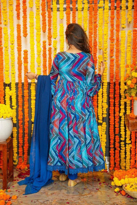 New Attractive Party Wear chiffon with printed Gown