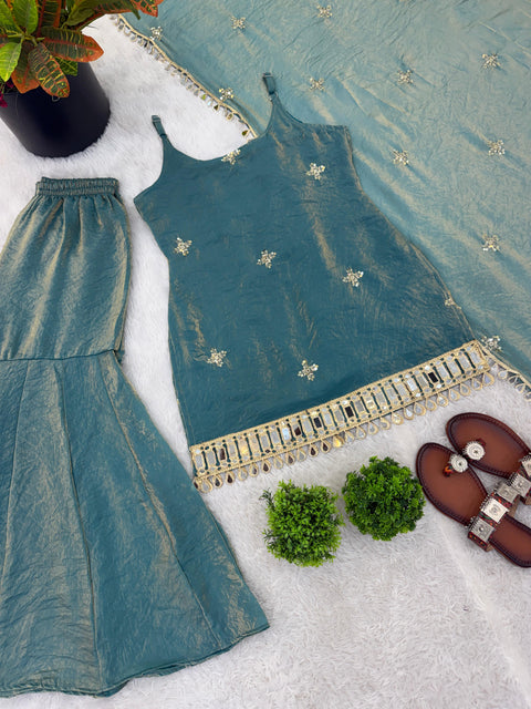 New Premium Embroidery Sequence Work with real Mirror work Dress