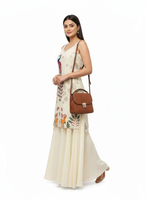 New Premium Heavy Embroidered  Work Nesral france crap SilkCotton Inner Kurti
