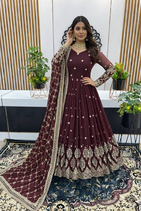 New Beautiful Elegant Embroidered Sequence Designer Anarkali Gown