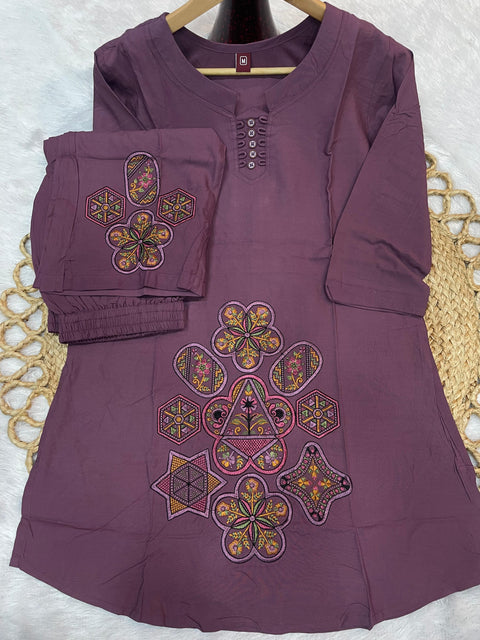 New collections Heavy RayonMulti Embroidery Thread Work Co-Ords Set