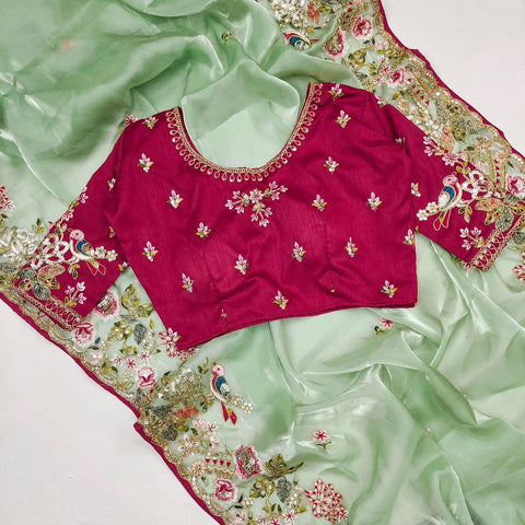 New LaunchingSoft Jimmy Chu Fabric With Multi Thread Embroidery Coding SequenceĐěsigner saree